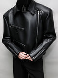 Ouzey Spring Autumn Oversized Cool Pu Leather Jacket Men Long Sleeve Stand Collar High Quality Luxury Designer Clothes