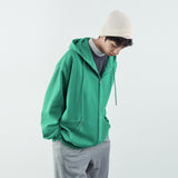 Ouzey Man Hoodie Korea Loose Wild Solid Colour Hooded Sweater Jacket Men Autumn Winter Y2k for Men Streetwear Zip Up Pullover Tops