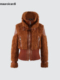 Ouzey Spring Winter Cool Thick Warm Fuzzy Fluffy Brown Faux Fur Coat Women Zip Up Luxury Designer European Clothes 2025