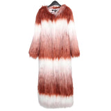 Ouzey Spring Winter Long Colorful Shaggy Hairy Fluffy Gradient Warm Soft Faux Fur Coat Women O Neck Furry Overcoat 2025