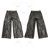 Ouzey New Style Trousers Embroidered Oversized Jeans Men High Street Hip Hop Y2k tops Straight Wide Leg Pants Women men clothing