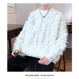 Ouzey 2024 New Style Hong Kong Style Autumn/Winter Round Neck Casual Fringed Knitted Sweater For Men And Women Long Sleeve Top