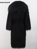 Ouzey Winter Long Thick Warm Shaggy Hairy Fluffy Faux Mongolian Fur Coat Women Sashes Elegant Luxury Furry Overcoat 2025