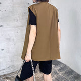 Ouzey Slanted Button Sleeveless Vest