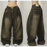 Ouzey dandys world American Hip-hop Retro Loose Jeans Women's Y2K New Tide Harajuku High Waist Wide leg Pants Gothic Wide Pants Street Pants Male