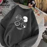 Ouzey Round neck sweatshirt for men and women in spring and autumn youth ins apricot hooded loose couple printed tops men clothing