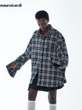 Ouzey Spring Oversized Plaid Shirt Men Long Sleeve Mens Designer Clothes High Quality Shirts for Men 2025 Runway Fashion