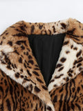 Ouzey Winter Long Thick Warm Fluffy Colorful Multicolored Leopard Print Faux Fur Coat Women Luxury Furry Overcoat 2025