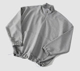 Ouzey 4460 GRAY STAND COLLAR HALF ZIP-UP SWEATER