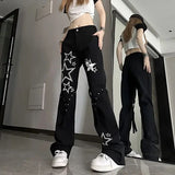 Ouzey Street Pop Multi-Pocket Washed Light Blue Jeans Female Y2k New Harajuku Retro High Street Punk High Waist Jeans Are Unisex