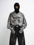 Ouzey 90s Streetwear New Streetwear Sweatshirt Dirty dye mask removable gloves Hoodies Women Harajuku Loose Fashion Men Women Zip up Hoodie Y2k Tops