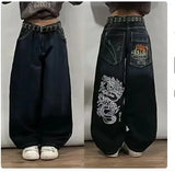 Ouzey dandys world American Hip-hop Retro Loose Jeans Women's Y2K New Tide Harajuku High Waist Wide leg Pants Gothic Wide Pants Street Pants Male