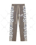 Ouzey dandys world Hip-hop street striped letter print oversized baggy pants for men 2025 new style simple and versatile fashion trendy sweatpants