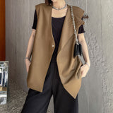 Ouzey Slanted Button Sleeveless Vest