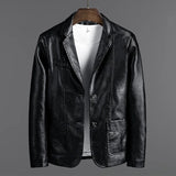 Ouzey 2024 Autumn/Winter Men's Korean Style Slim Fit Leather Jacket Casual Business Suit Jacket Fashionable Motorcycle Leather Clip