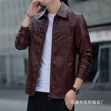 Ouzey 2024 Autumn New Trendy Casual Jacket Men's Leather Clothing Plus Size Lapel Jacket Versatile Fashion For Casual Scenes