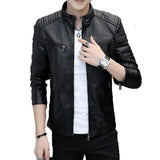 Ouzey 2024 Solid Color Cross-border Leather Jacket For Men Trendy Motorcycle Vest Windproof Slimming Smooths Your Silhouette