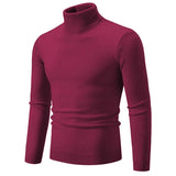 Ouzey 2024 Autumn/Winter Solid Color Polo/Turtle Neck Sweater Men Fashionable Simple Casual Knitted Top Trendy Youth Base Layer Top