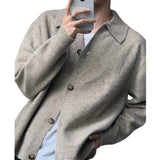 Ouzey 2024 Autumn New Trendy Knitted Sweater Cardigan Jacket Loose-Fit V-Neck Pullover Soft And Supple For Men And Women