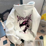 Ouzey Heavyweight American leading graffiti hooded sweatshirt for men and women in autumn and winter, lazy style tops and jackets