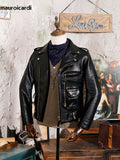 Ouzey Autumn Cool Handsome Short Black Hard Pu Leather Biker Moto Jacket Men Luxury Designer American Retro Clothing 2025