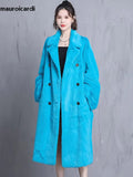 Ouzey Winter Long Oversized Purple Warm Thick Fluffy  Faux Fur Coat Women Sashes Bat Sleeved Loose Casual Furry Overcoat