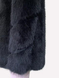 Ouzey Spring Winter Thick Warm Black Hairy Patchwork Faux Fur Coat Women Stand Collar Luxury Designer Fluffy Jacket 2025