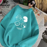 Ouzey Round neck sweatshirt for men and women in spring and autumn youth ins apricot hooded loose couple printed tops men clothing