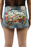 Ouzey 90s Streetwear Mini Skirt Y2k 2024 New  A Line Skirt Retro Gothic Print Denim Skirt Casual Hot Girl Sexy Fashion Street Skirts for Women Hot