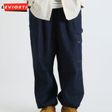 Ouzey Four season new Japanese loose workwear jeans, Amikaji dad pants, fashionable and trendy wide leg pants for men and women