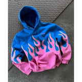 Ouzey Geometric Flame Pattern Print Trendy Aesthetic Street Long Sleeve Hoodies Women Fashion Y2K New Hip-Hop Rock Casual Sweatshirts