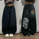 Ouzey dandys world Gothic Punk Retro Fashion Skull Graphics Baggy Jeans Men's And Women's Y2K Harajuku Hip-Hop Casual Trend Street Wide Trousers