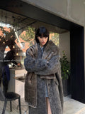 Ouzey Autumn Winter Oversized Extra Long Warm Thick Gray Wool & Blends Coat Women Loose Casual Fluffy Korean Fashion 2025