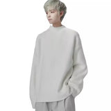 Ouzey 2024 White SweaterTrendy Loose-Fit Cool Niche Knitted TopAutumn/Winter New Design Sensibility Salt System Sweater Men