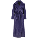 Ouzey Nerazzurri Autumn Winter Extra Long Purple Thick Warm Faux Rex Rabbit Fur Coat Women Floor Length Luxury Elegant Fluffy Overcoat