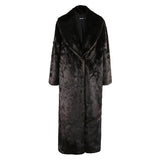 Ouzey Winter Extra Long Thick Warm Brown Fluffy Faux Mink Fur Coat Women Shawl Collar Luxury Elegant European Fashion 2025