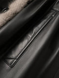 Ouzey Winter Long Warm Thickened Black Pu Leather Coat Women with Hood Elegant Luxury Faux Fur Lined Parka Clothes 2025