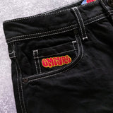 Ouzey Streetwear Empyre Shorts Y2K Pants Gothic Hip Hop Cartoon Embroidery Baggy Jeans Denim Gym Shorts Mens Womens New Casual Shorts