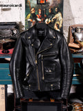 Ouzey Autumn Cool Handsome Short Black Hard Pu Leather Biker Moto Jacket Men Luxury Designer American Retro Clothing 2025