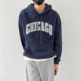 Ouzey 5421 DARK BLUE CHICAGO LETTERED HOODIE