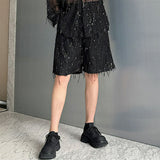 Ouzey Summer Stage Tassels Sequins Tops Shorts Suits