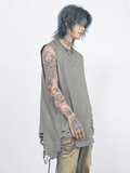 Ouzey [Mz] Oversized Vintage Washed Wide Shoulder Tank Top Na1180