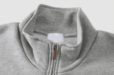 Ouzey 4460 GRAY STAND COLLAR HALF ZIP-UP SWEATER