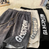 Ouzey Hong Kong style printed sports shorts summer five-quarter pants American ins trend loose casual versatile five-cent Y2K pants