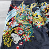 Ouzey Y2k Shorts Loose Wide Leg Jean Hip Hop Punk Oversized Graphic Shorts 2025 New Harajuku Fashion Gym Shorts Personality Streetwear