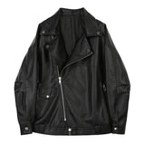 Ouzey 2024 Spring And Autumn New Vintage Motorcycle BF Style Leather Jacket Loose Fit Biker Clothing Genuine Leather Outerwear