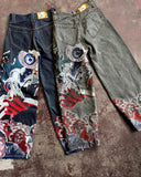 Ouzey 90s Streetwear Y2k Jeans Harajuku Punk Oversized Graphic Embroidery Baggy Jeans Men and Women Wide Leg Jeans Hip Hop Casual Retro Streetwear