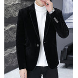 Ouzey Autumn and Winter Men's Nizi Plush Thickened Warm Small Suit Solid Color Casual Business Suit Men's Slim Fit Social Dress Coat