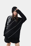 Ouzey 2024 Autumn New Niche Pullover Round Neck Long Sleeve Design Sensibility Irregular Hole Top Black Sweater Men Casual