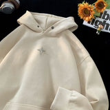 Ouzey Suede heavyweight stiff hooded sweatshirt men's American high street oversize couple trendy brand spring and autumn style tops